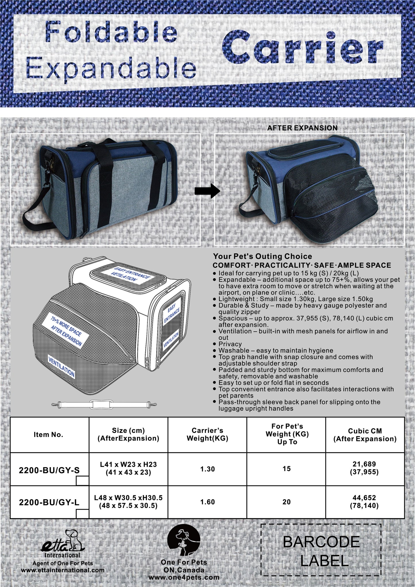 Expandable Pet Carrier